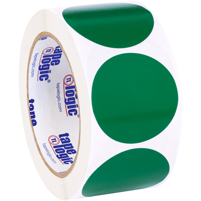 2" Green Inventory Circle Labels, Roll Of 500 Roll Of 500