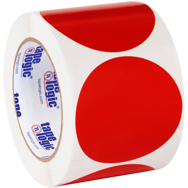 3" Red Inventory Circle Labels, Roll Of 500 Roll Of 500