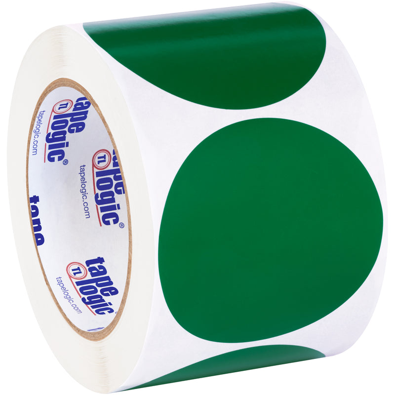 3" Green Inventory Circle Labels, Roll Of 500 Roll Of 500