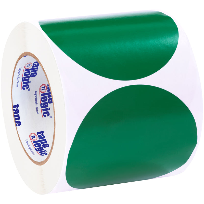 4" Green Inventory Circle Labels, Roll Of 500 Roll Of 500