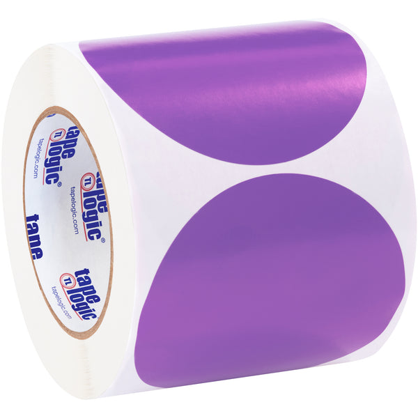 4" Purple Inventory Circle Labels, Roll Of 500 Roll Of 500