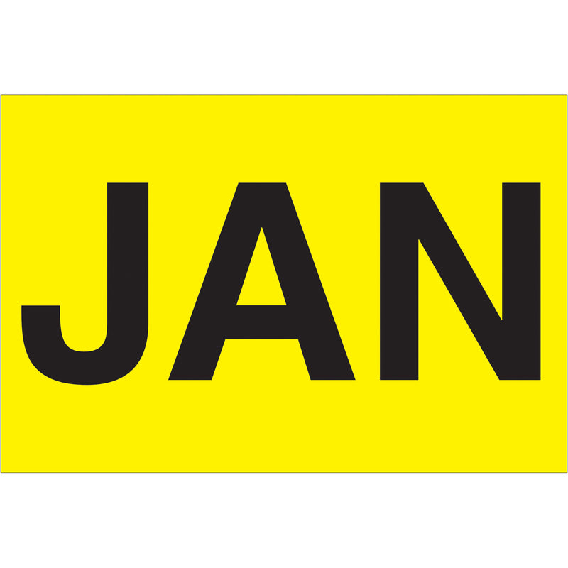 2 x 3" - "JAN" (Fluorescent Yellow) Months of the Year Labels, Roll Of 500 Roll Of 500