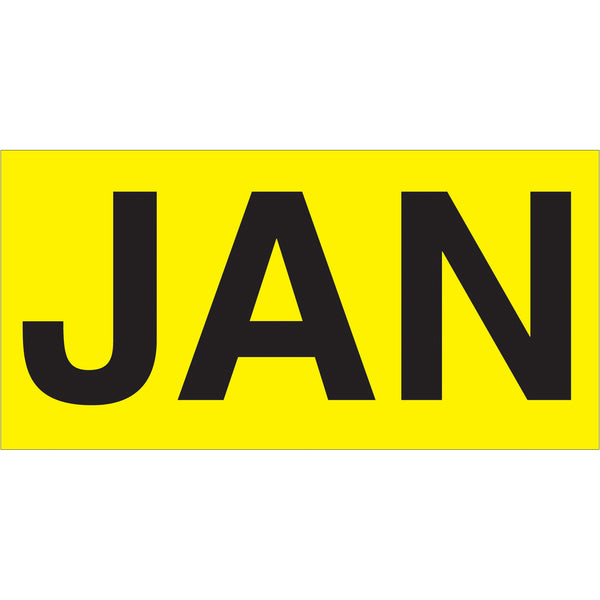 3 x 6" - "JAN" (Fluorescent Yellow) Months of the Year Labels, Roll Of 500 Roll Of 500