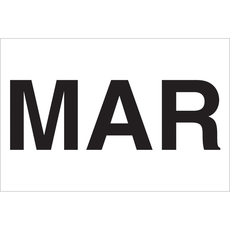 2 x 3" - "MAR" (White) Months of the Year Labels, Roll Of 500 Roll Of 500