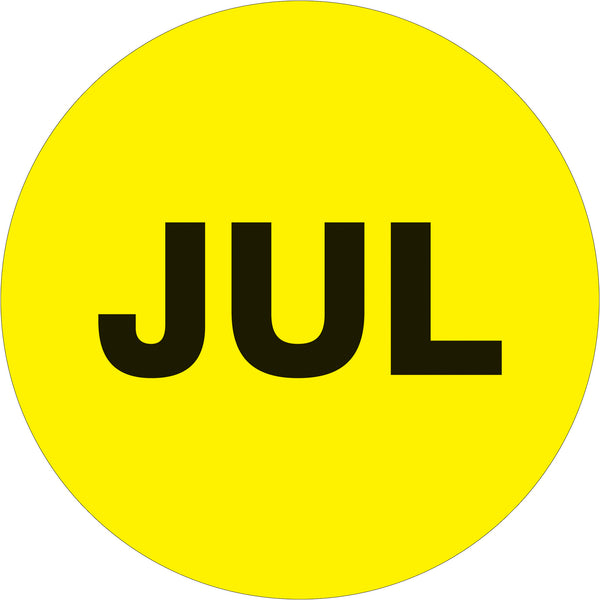 2" Circle - "JUL" (Fluorescent Yellow) Months of the Year Labels, Roll Of 500 Roll Of 500