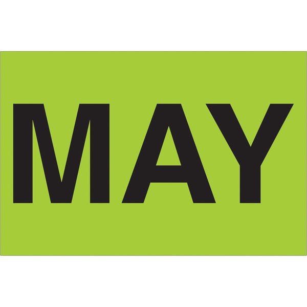 2 x 3" - "MAY" (Fluorescent Green) Months of the Year Labels, Roll Of 500 Roll Of 500