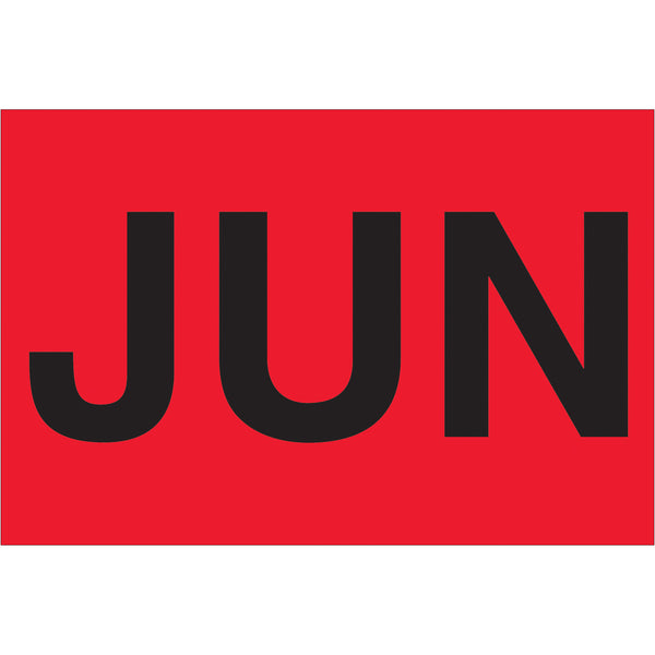 2 x 3" - "JUN" (Fluorescent Red) Months of the Year Labels, Roll Of 500 Roll Of 500