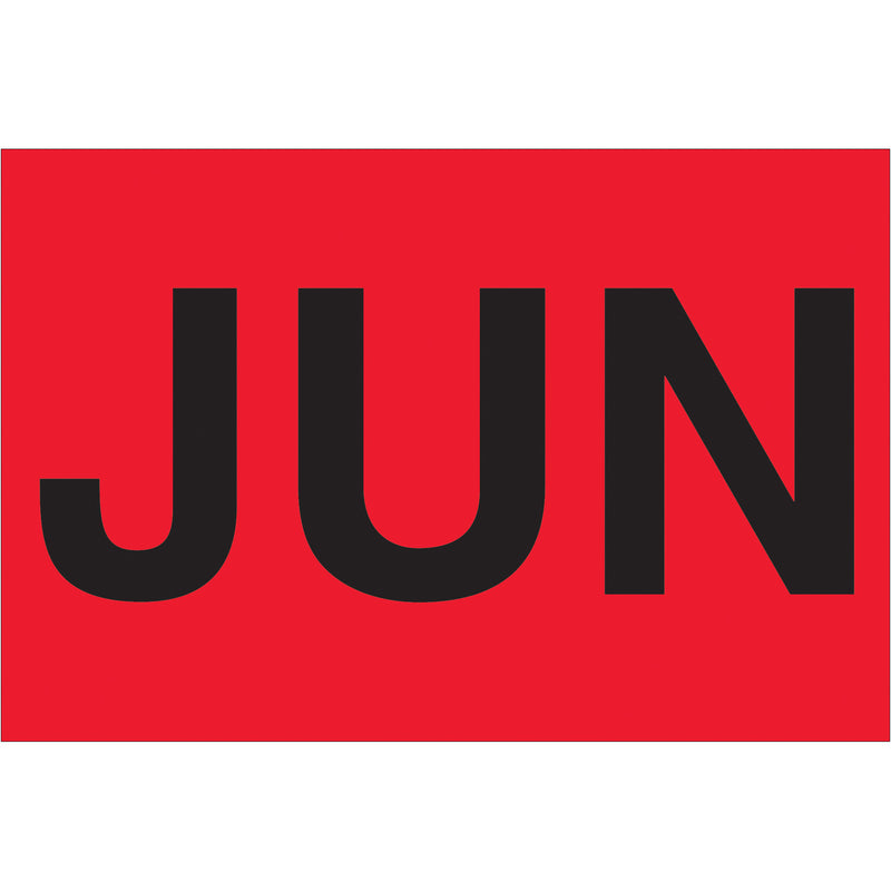 2 x 3" - "JUN" (Fluorescent Red) Months of the Year Labels, Roll Of 500 Roll Of 500