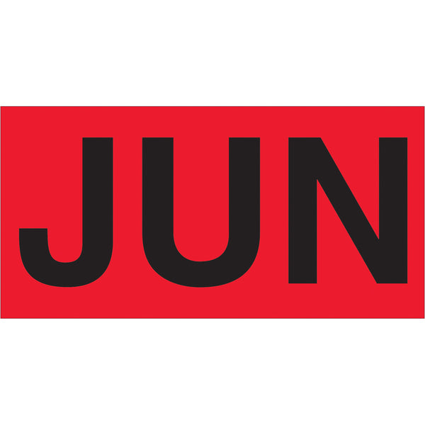 3 x 6" - "JUN" (Fluorescent Red) Months of the Year Labels, Roll Of 500 Roll Of 500