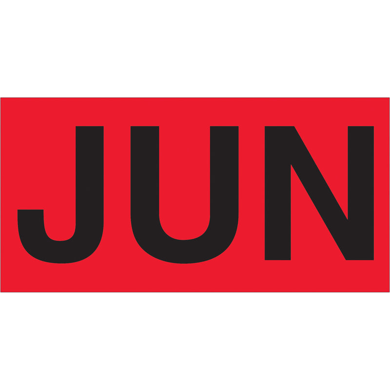 3 x 6" - "JUN" (Fluorescent Red) Months of the Year Labels, Roll Of 500 Roll Of 500