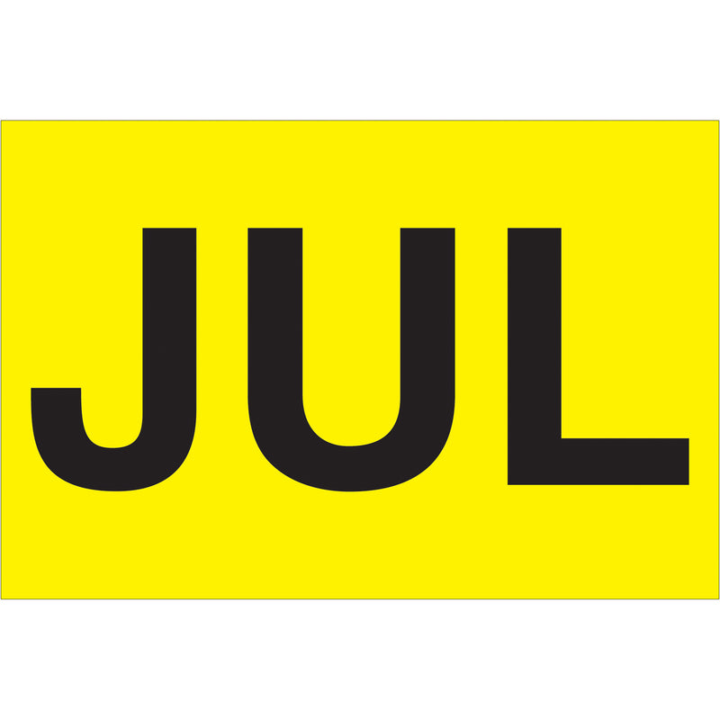 2 x 3" - "JUL" (Fluorescent Yellow) Months of the Year Labels, Roll Of 500 Roll Of 500