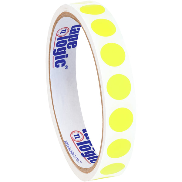 1/2" Fluorescent Yellow Inventory Circle Labels, Roll Of 500 Roll Of 500