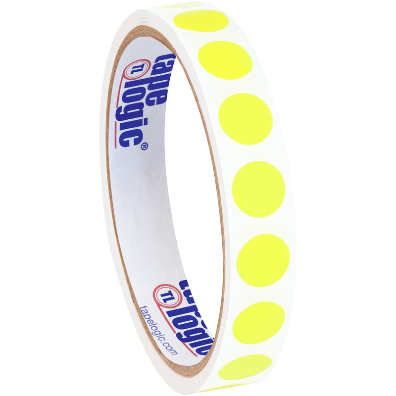 1/2" Fluorescent Yellow Inventory Circle Labels, Roll Of 500 Roll Of 500