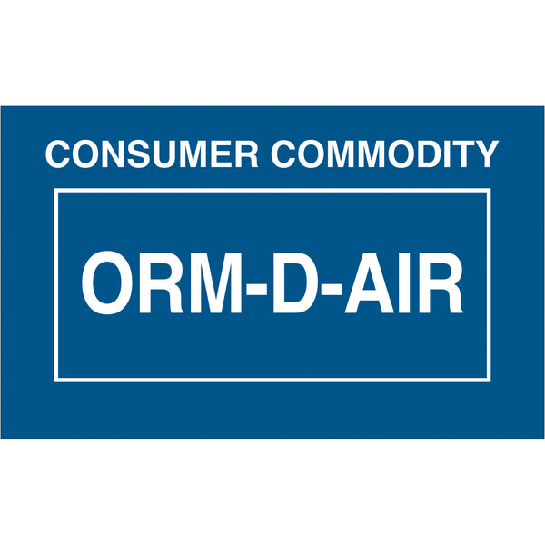 1 3/8 x 2 1/4" - "Consumer Commodity ORM-D-AIR" Labels, Roll Of 500 Roll Of 500