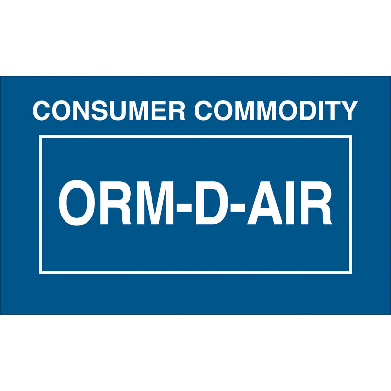 1 3/8 x 2 1/4" - "Consumer Commodity ORM-D-AIR" Labels, Roll Of 500 Roll Of 500