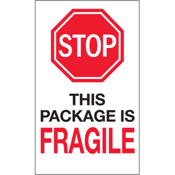 6 x 10"  - "Stop - This Package is Fragile" Labels, Roll Of 250 Roll Of 250