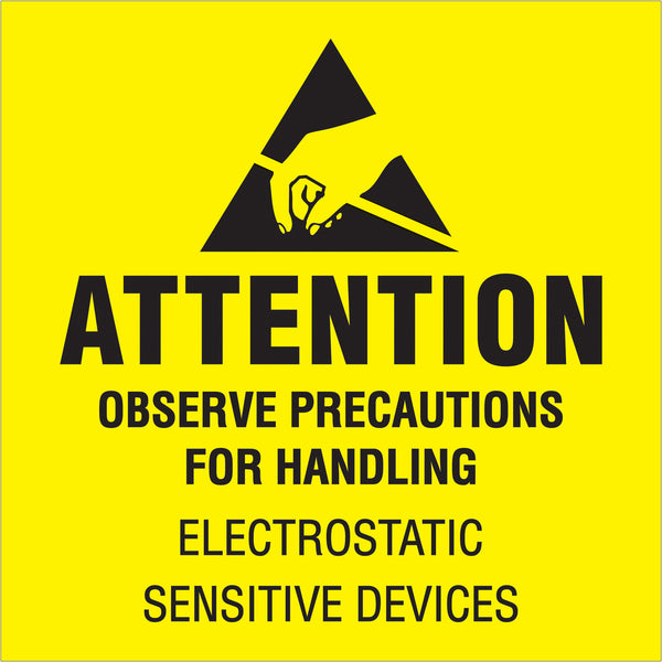 4 x 4" - "Attention - Observe Precautions" Labels, Roll Of 500 Roll Of 500