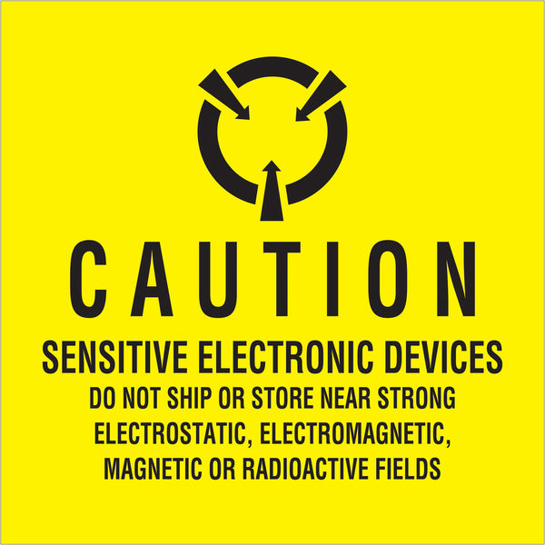 4 x 4" - "Sensitive Electronic Devices" Labels, Roll Of 500 Roll Of 500