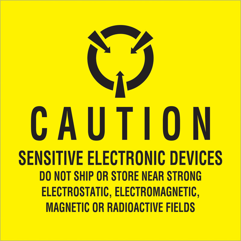 4 x 4" - "Sensitive Electronic Devices" Labels, Roll Of 500 Roll Of 500