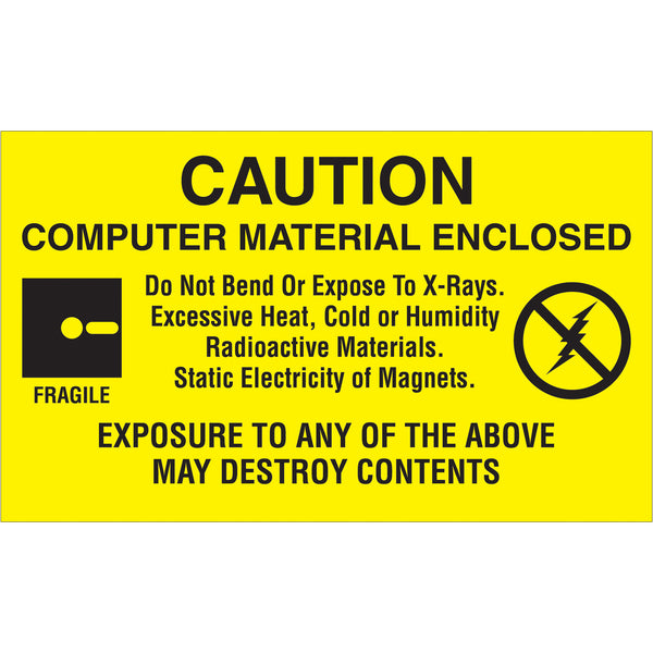 3 x 5" - "Computer Material Enclosed" Labels, Roll Of 500 Roll Of 500