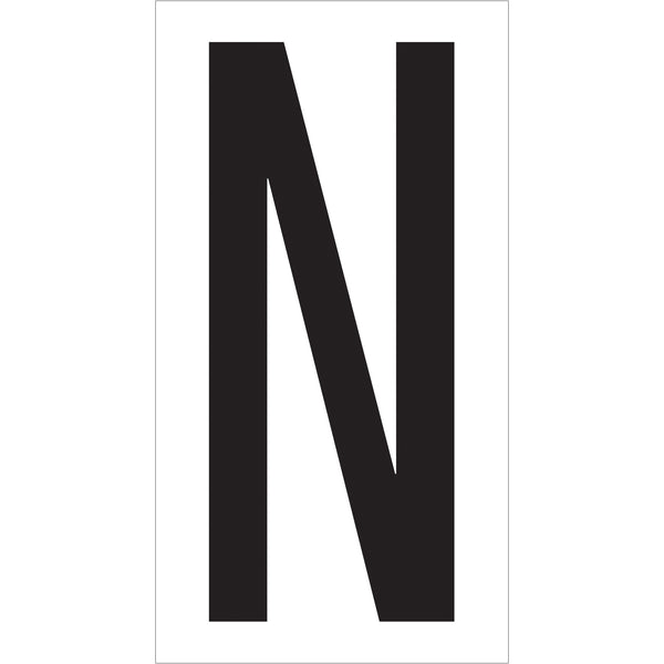 3 1/2" "N" Vinyl Warehouse Letter Labels, Case Of 50 Case Of 50