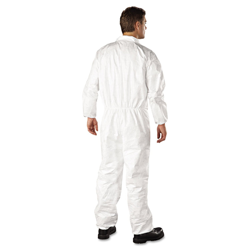 Dupont Tyvek® 400 Coverall, Serged Seams, Collar, Elastic Waist, Elastic Wrists and Ankles, Zipper Front, Storm Flap, White, Large (DUPTY125SL) Case of 25