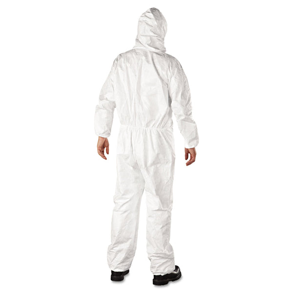 Dupont Tyvek® 400 Coverall, Serged Seams, Attached Hood, Elastic Waist, Elastic Wrists and Ankles, Front Zip, Storm Flap, White, XL (DUPTY127SXL) Case of 25