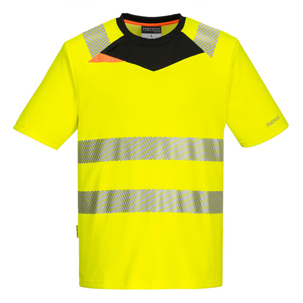 Portwest® DX4 Hi-Vis T-Shirt S/S, Yellow/Black, Size XXL (DX413YBRXXL) Each