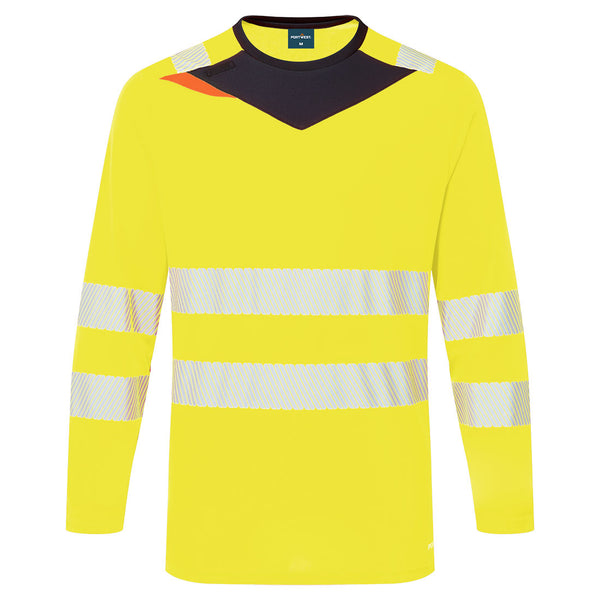 Portwest® DX4 Hi-Vis T-Shirt L/S, Yellow/Black, Size XL (DX416YBRXL) Each