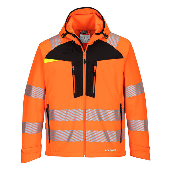 Portwest® DX4 Hi-Vis Softshell (3L), Orange/Black, Size XXL (DX475OBRXXL) Each