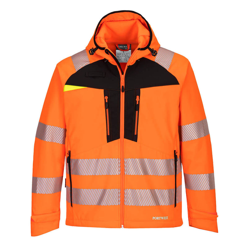 Portwest® DX4 Hi-Vis Softshell (3L), Orange/Black, Size S (DX475OBRS) Each