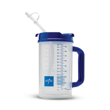 Insulated Carafe with Graduations, Clear with Blue Swivel Lid, 32 oz., 1/EA  (DYND80558H) Each