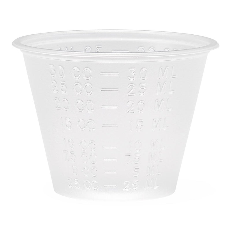 Graduated Plastic Medicine Cup, 30 mL, Graduated in mL and cc, 100/SL (DYND90000Z) Sleeve of 100