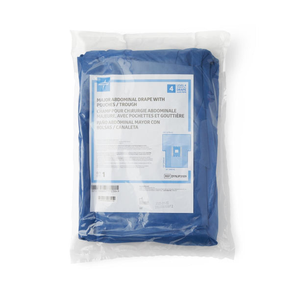 Sterile Major Abdominal Drape 14" x 12" Fenestration with Adhesive and Two 11" x 30" Fluid Collection Pouches with Hook-and-Loop Closure, 102" x 122" x 78", 8/CS  (DYNJP3109) Case of 8