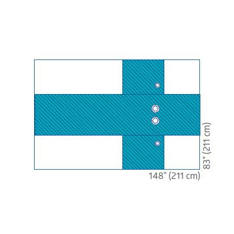 Femoral Angiography Drape with Radial Fenestrations and Hydro Dynamic Absorbent Reinforcement, Sterile, Single Use, 86" x 148" (218 cm x 376 cm), 5/CS  (DYNJP4124HDA) Case of 5
