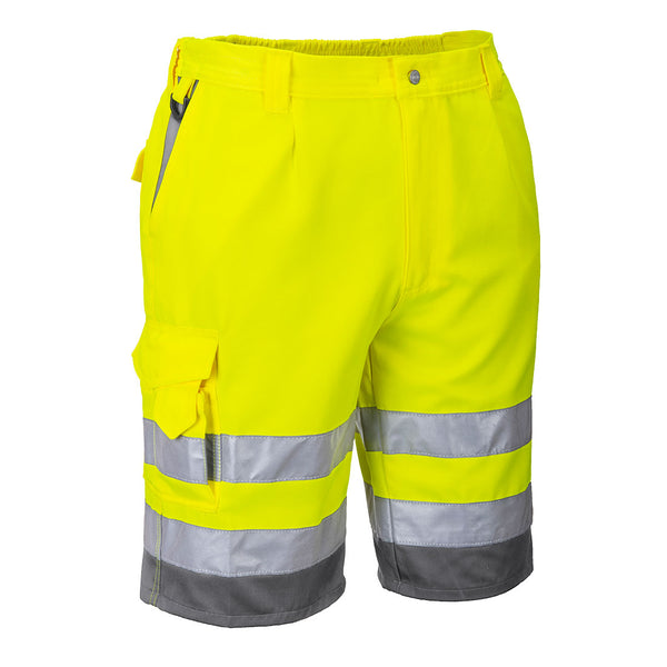 Portwest® Hi-Vis Contrast Shorts, Yellow/Gray, Size XXL (E043YGYXXL) Each