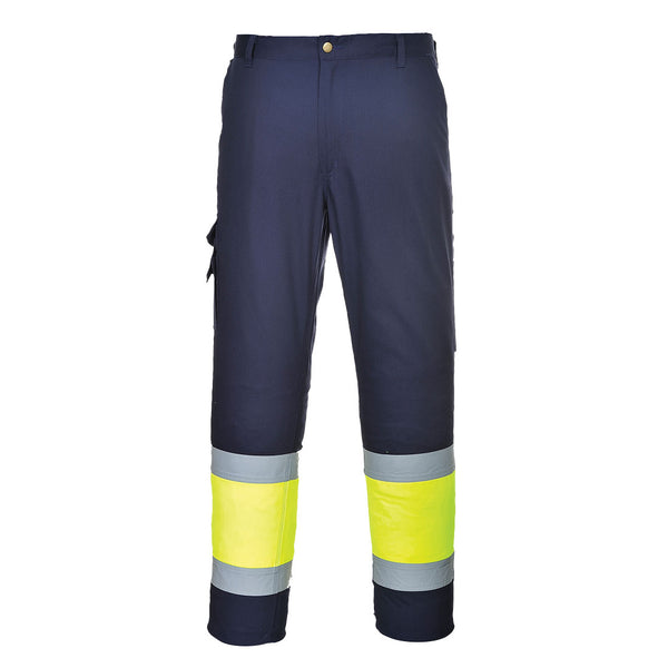 Portwest® Hi-Vis Contrast Class 1 Service Pants, Yellow/Navy, Size XL (E049YNRXL) Each