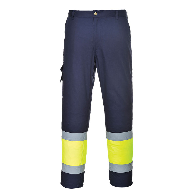 Portwest® Hi-Vis Contrast Class 1 Service Pants, Yellow/Navy, Size XL (E049YNRXL) Each