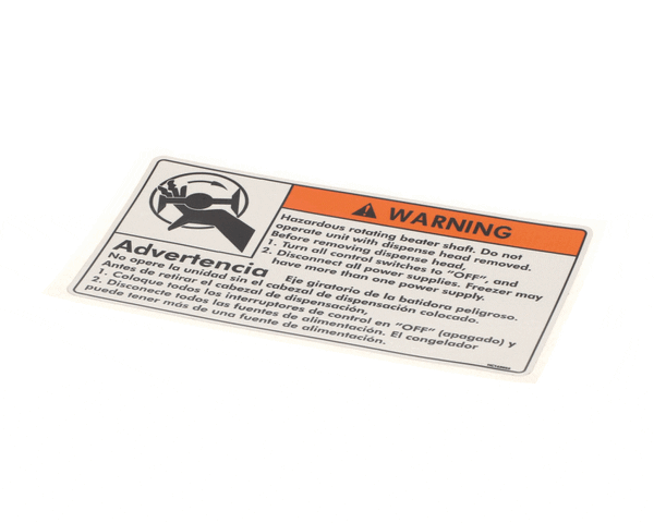 Electrofreeze Hc165025 Decal-Beater Warning (EFHC165025) Each