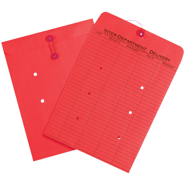 10 x 13" Red Inter-Department Envelopes, Case Of 100 Case Of 100