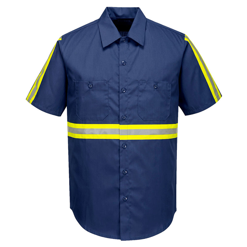 Portwest® Iona Xtra Enhanced Shirt S/S, Navy, Size 4XL (F124NAR4XL) Each