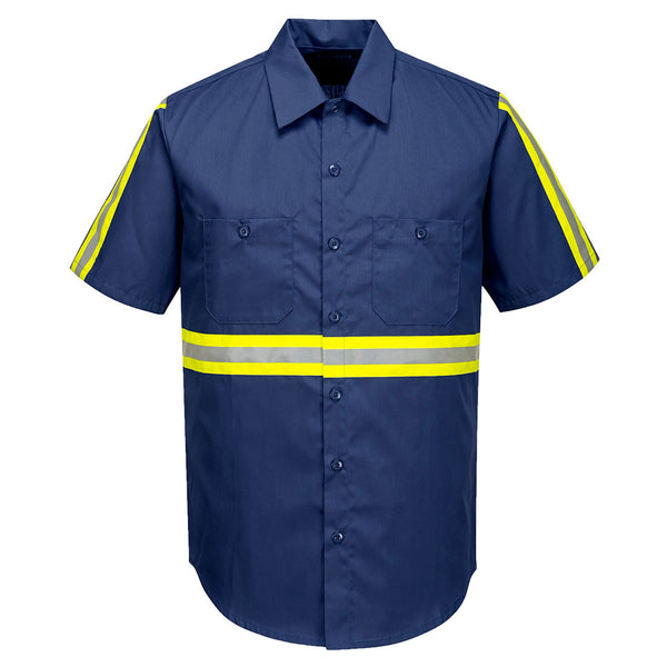 Portwest® Iona Xtra Enhanced Shirt S/S, Navy, Size L (F124NARL) Each