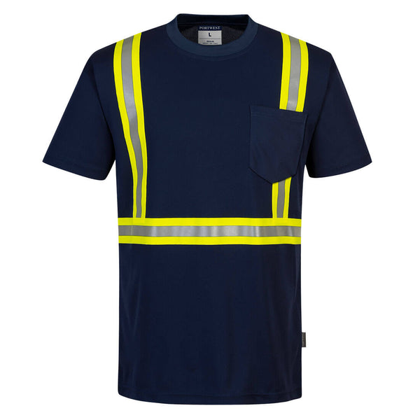 Portwest® Iona Xtra Enhanced Pocket T-Shirt S/S, Navy, Size L (F131NARL) Each