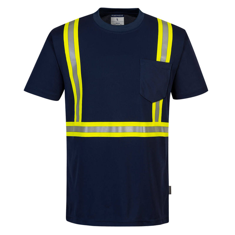 Portwest® Iona Xtra Enhanced Pocket T-Shirt S/S, Navy, Size L (F131NARL) Each