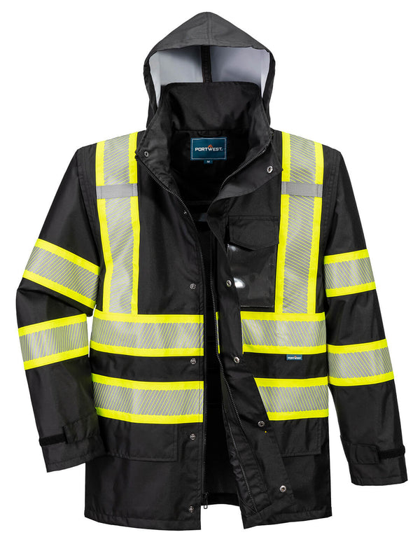 Portwest® Iona Plus Lined Rain Jacket, Black, Size 5XL (F366BKR5XL) Each