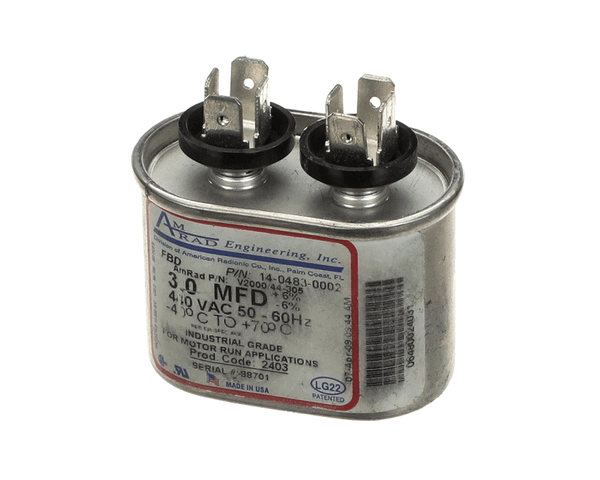FBD 14-0483-0002 Capacitor,3Mf,440V Fan Run (FBD14-0483-0002) Each
