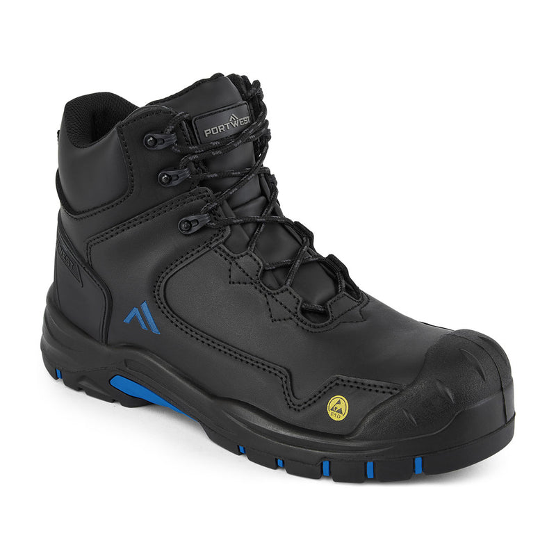 Portwest® Apex Composite Mid Boot S3S SD PR, Black/Blue, Size 46 (FC18BKB46) Each