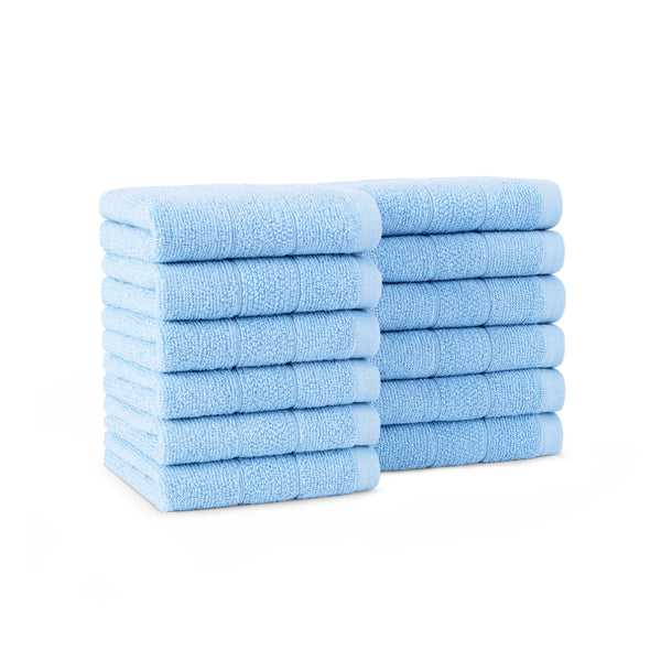 Arkwright Home Family Essentials Washcloths (Pack of 12), 12x12, Cotton, Blue (P-FEWC-12PK-BL) 12/PK