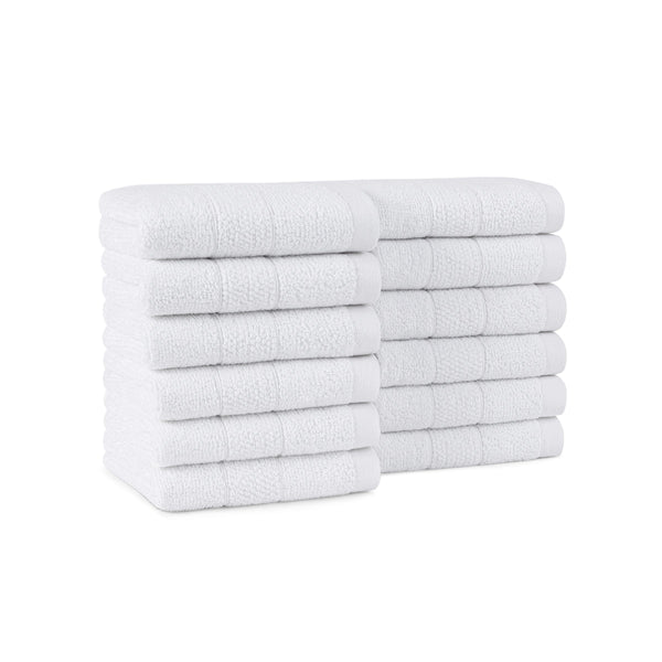 Arkwright Home Family Essentials Washcloths (Pack of 12), 12x12, Cotton, White (P-FEWC-12PK-WH) 12/PK