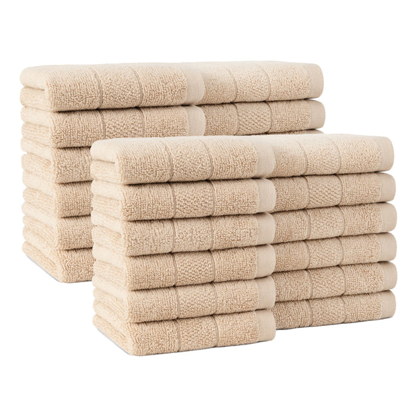 Arkwright Home Family Essentials Washcloths (Pack of 24), 12x12, Cotton, Beige (P-FEWC-24PK-BG) 24/PK
